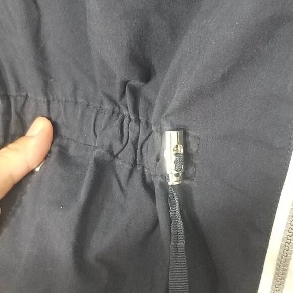 Orly Navy Blue Cotton Blend Knit Sleeve Zip Front Pockets Drawstring Jacket 12 - Picture 5 of 12